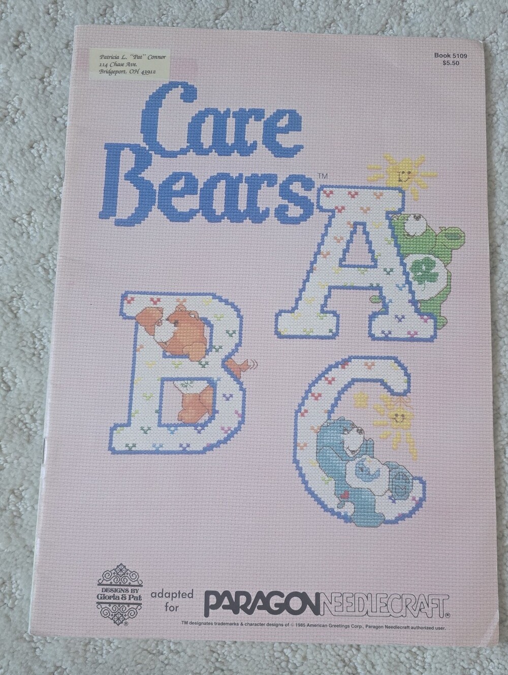 Care Bears ABC Paragon Vintage 1985 Cross Stitch Pattern Book